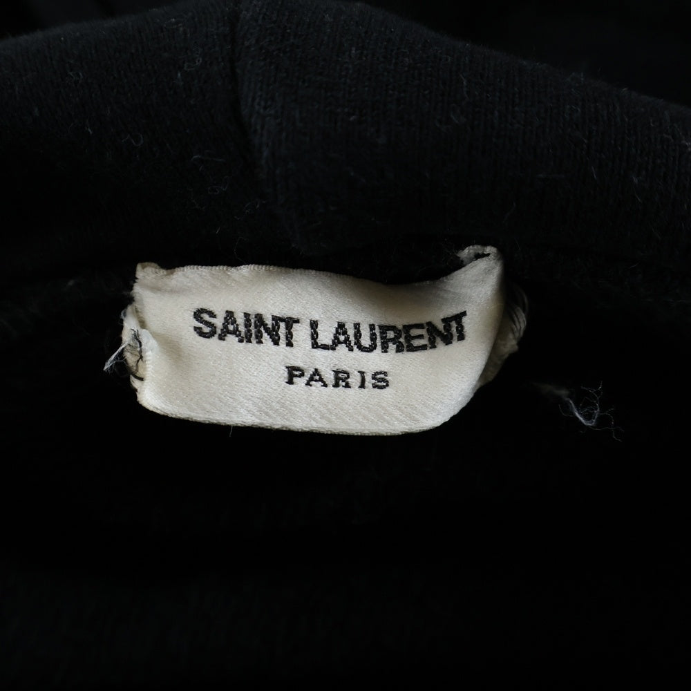 SAINT LAURENT PARIS(サンローランパリ) Cotton Hoodie 773358 Y36SW ロゴ刺繍スウェットパーカー フーディ ブラック
