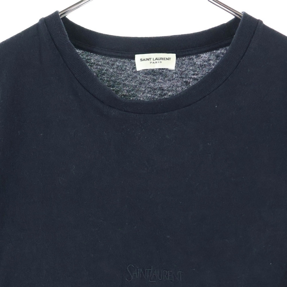 SAINT LAURENT PARIS(サンローランパリ) ロゴ刺繍半袖Tシャツ 747125 YB2XE ブラック