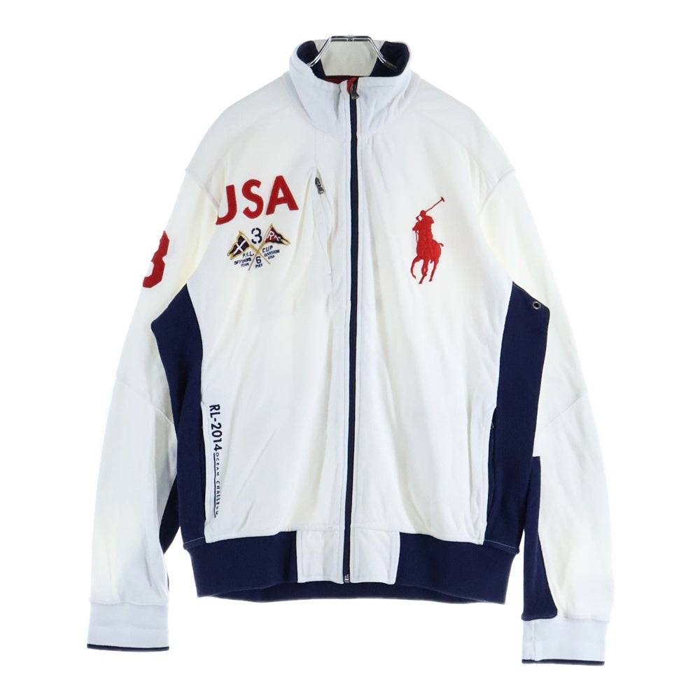 POLO RALPH LAUREN(ポロラルフローレン) 90s VINTAGE TRACK JACKET ヴィンテージ ビックポニー刺繍ジップアップジャケット ホワイト