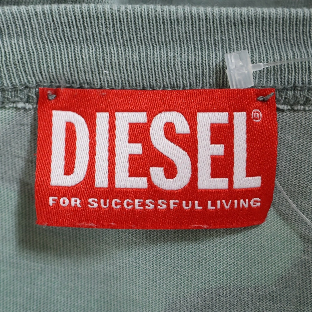 DIESEL(ディーゼル) T-BOXT-LS-R12 T-SHIRT フロントプリントデザイン クルーネック長袖Tシャツカットソー ロンT グレー A17641