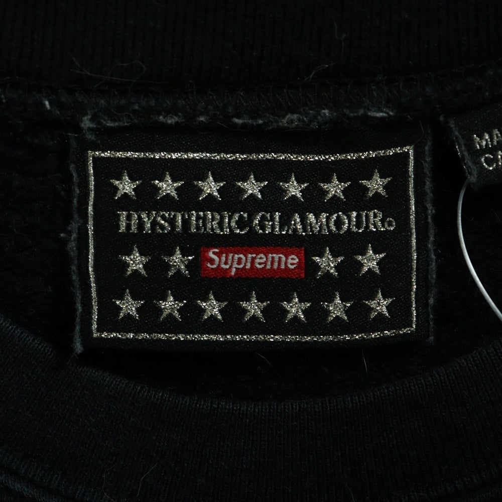 SUPREME(シュプリーム) 21ss ×Hysteric Glamour Crewneck Sweatshirt ヒステリックグラマー フロントロゴプリントクルーネック長袖スウェットトレーナー ブラック