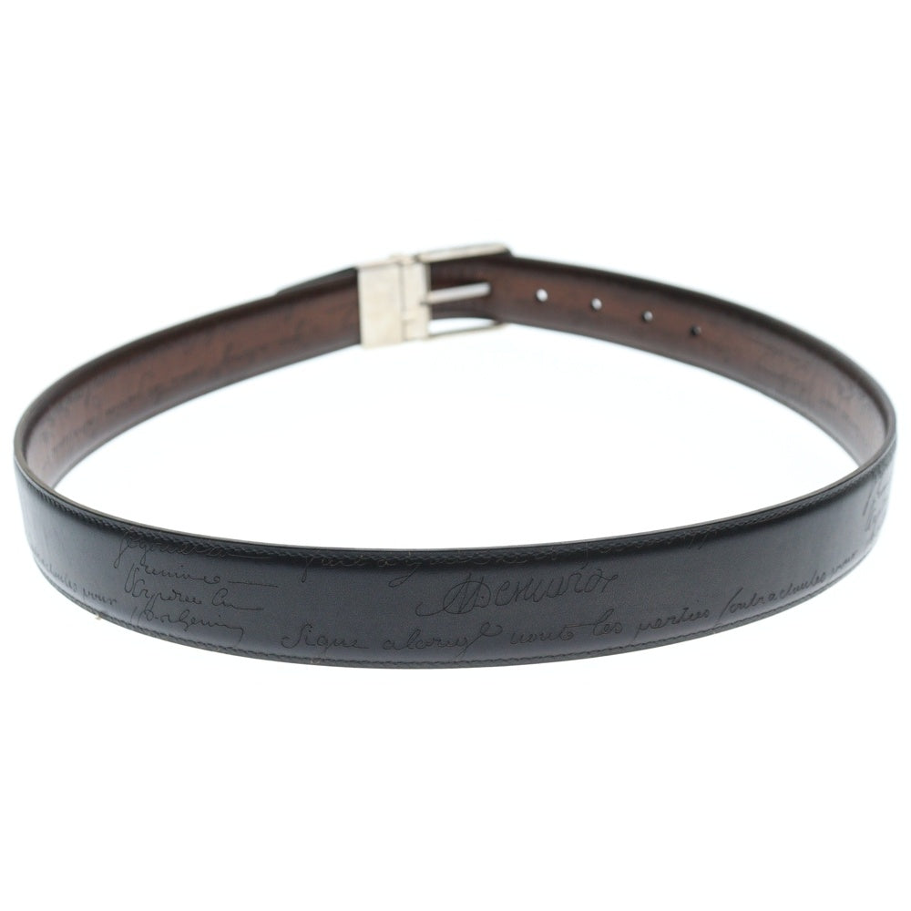 Berluti(ベルルッティ) Bロゴバックル リバーシブル カリグラフィ スクリットレザー ベルト ブラック/ブラウン