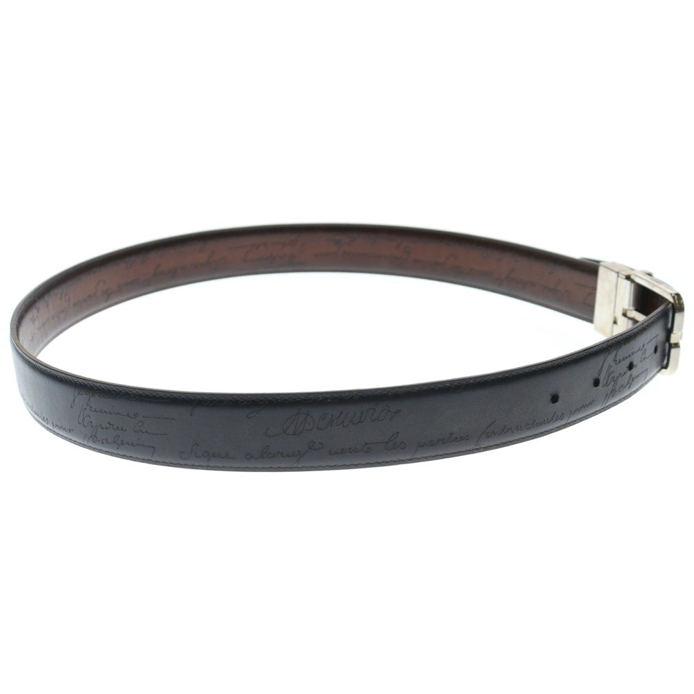 Berluti(ベルルッティ) Bロゴバックル リバーシブル カリグラフィ スクリットレザー ベルト ブラック/ブラウン