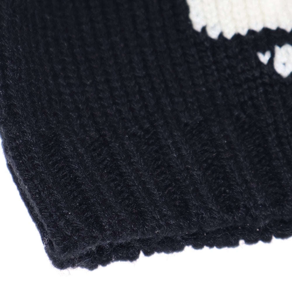 A BATHING APE(アベイシングエイプ) LOGO BEANIE ロゴアクリルビーニー ニット帽子 ブラック