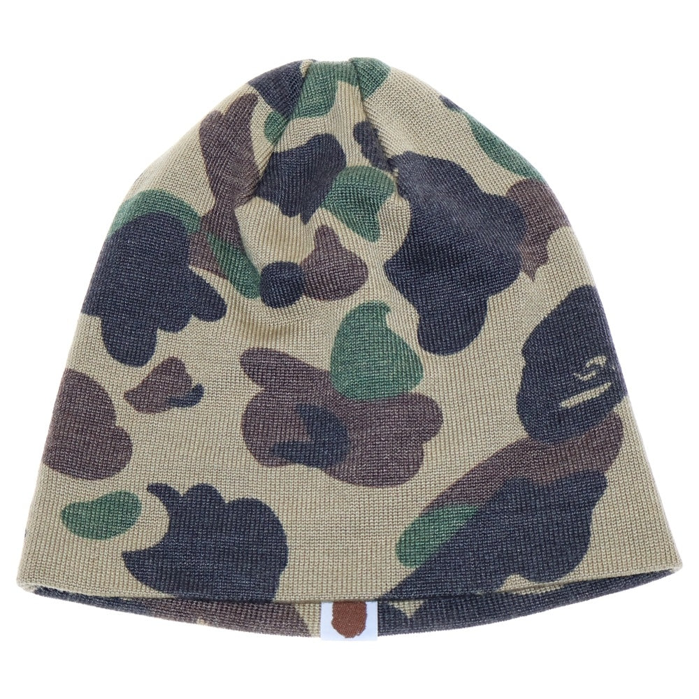 A BATHING APE(アベイシングエイプ) CAMO BEANIE カモフラ柄 ビーニー ニット帽子 マルチカラー