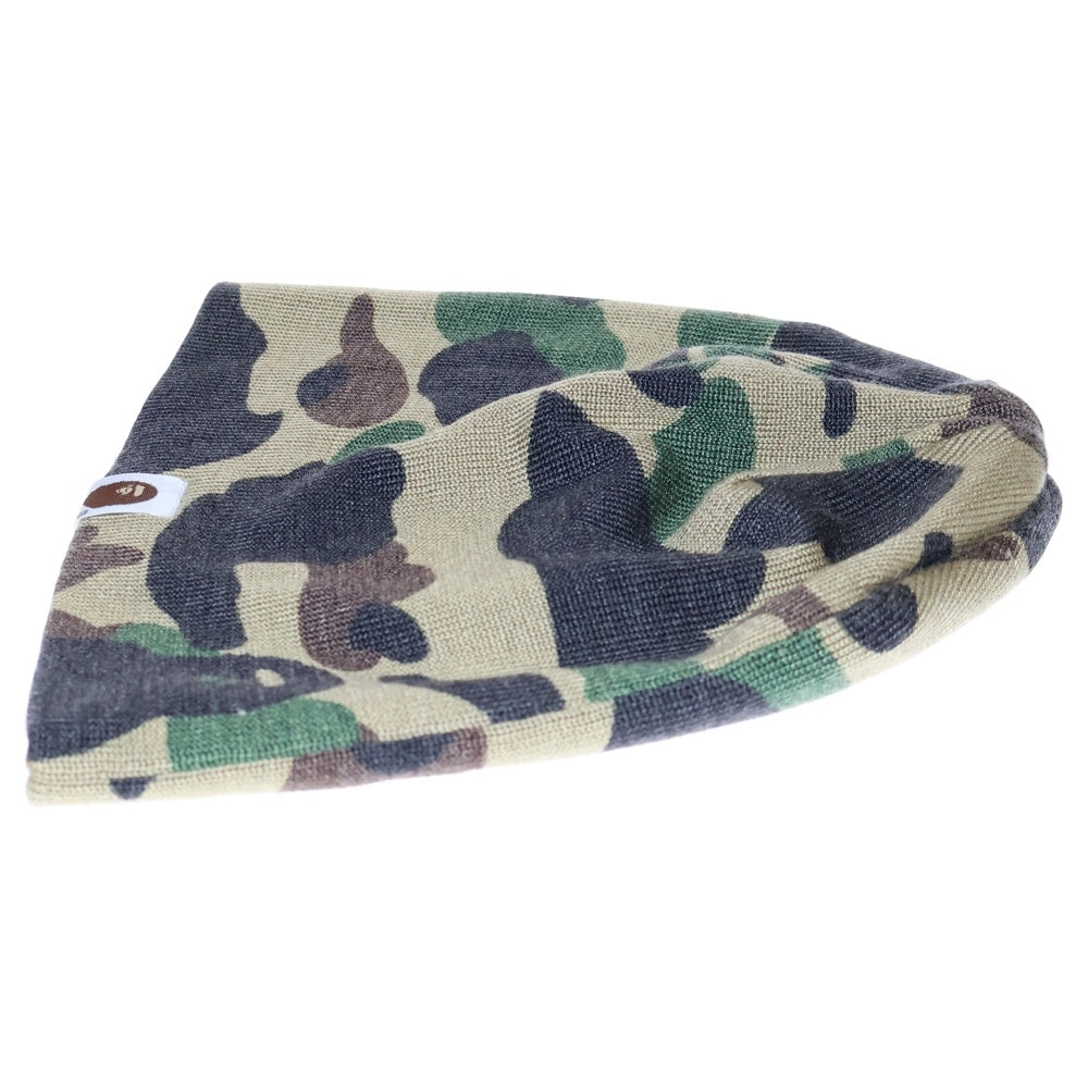 A BATHING APE(アベイシングエイプ) CAMO BEANIE カモフラ柄 ビーニー ニット帽子 マルチカラー