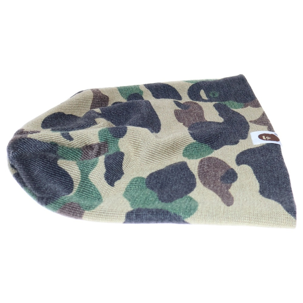 A BATHING APE(アベイシングエイプ) CAMO BEANIE カモフラ柄 ビーニー ニット帽子 マルチカラー