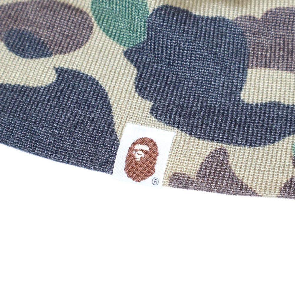 A BATHING APE(アベイシングエイプ) CAMO BEANIE カモフラ柄 ビーニー ニット帽子 マルチカラー