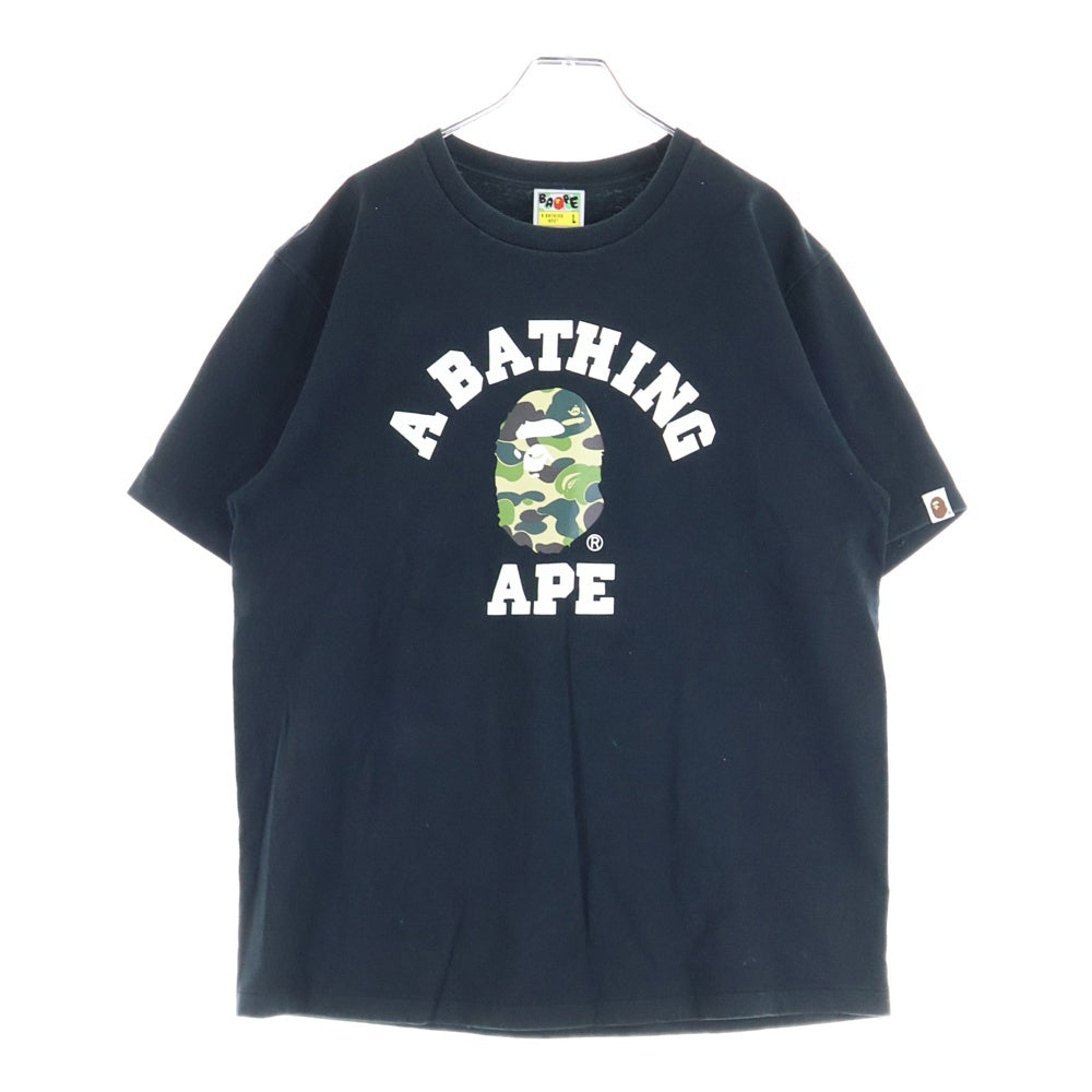 A BATHING APE(アベイシングエイプ) LOGO PRINT T-SHIRTS 001TEF801006X ロゴプリント半袖カットソー 半袖Tシャツ ブラック
