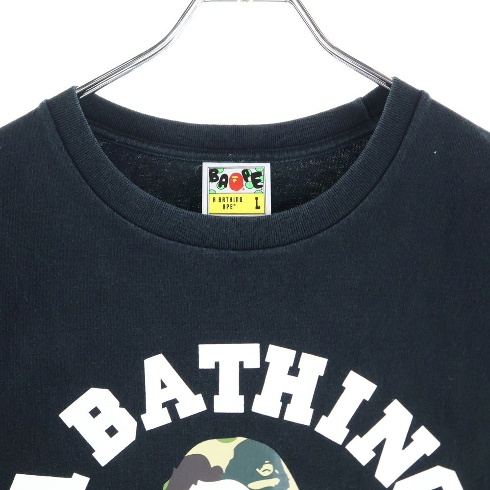 A BATHING APE(アベイシングエイプ) LOGO PRINT T-SHIRTS 001TEF801006X ロゴプリント半袖カットソー 半袖Tシャツ ブラック