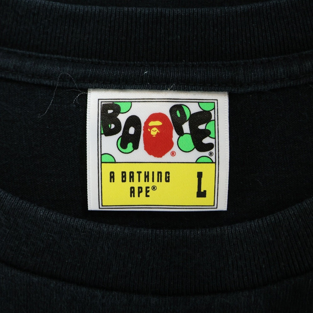 A BATHING APE(アベイシングエイプ) LOGO PRINT T-SHIRTS 001TEF801006X ロゴプリント半袖カットソー 半袖Tシャツ ブラック