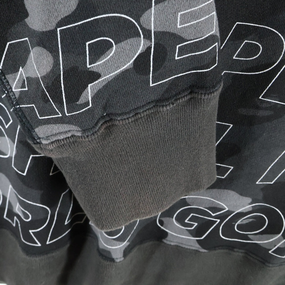 A BATHING APE(アベイシングエイプ) LOGO HALF ZIP SWEATSHIRTS 001SED301007X ロゴプリントハーフジップスウェットトレーナー ブラック