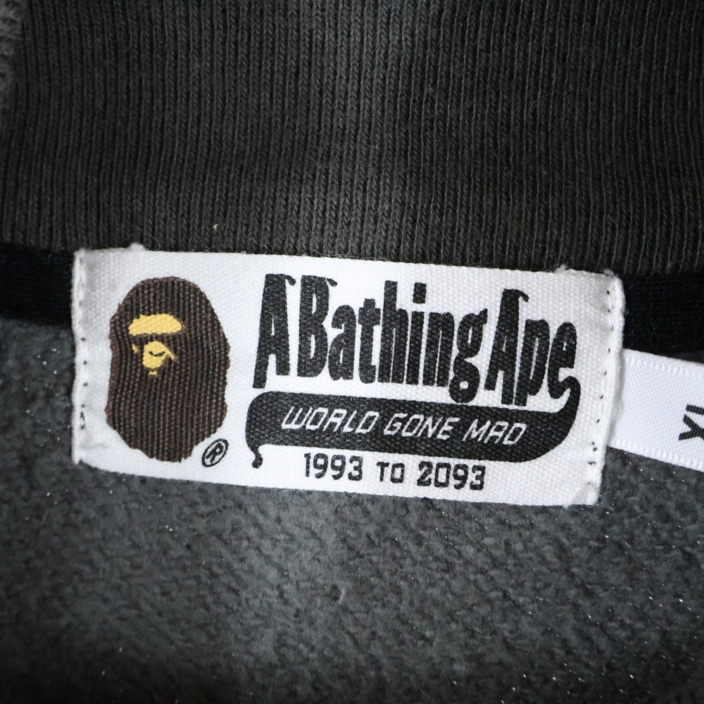 A BATHING APE(アベイシングエイプ) LOGO HALF ZIP SWEATSHIRTS 001SED301007X ロゴプリントハーフジップスウェットトレーナー ブラック
