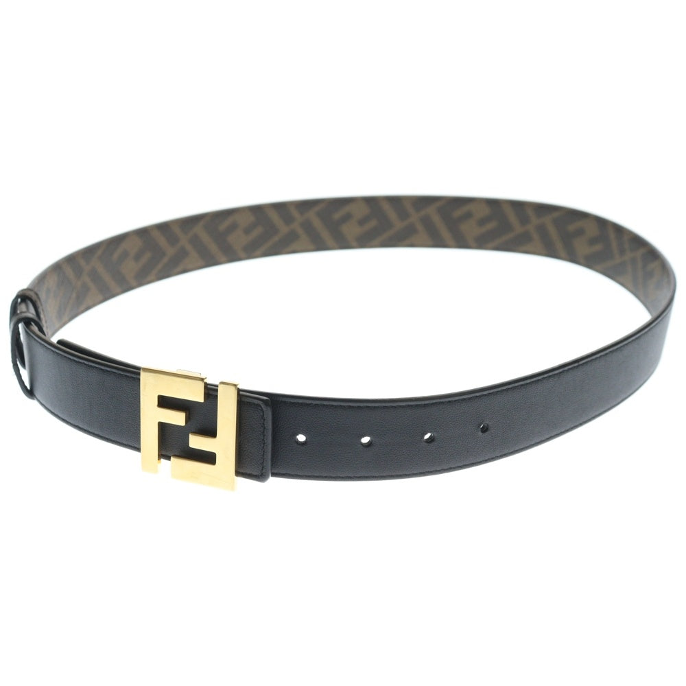 FENDI(フェンディ) ズッカ柄 レザー リバーシブル ベルト ブラウン/ブラック/ゴールド 7C0424