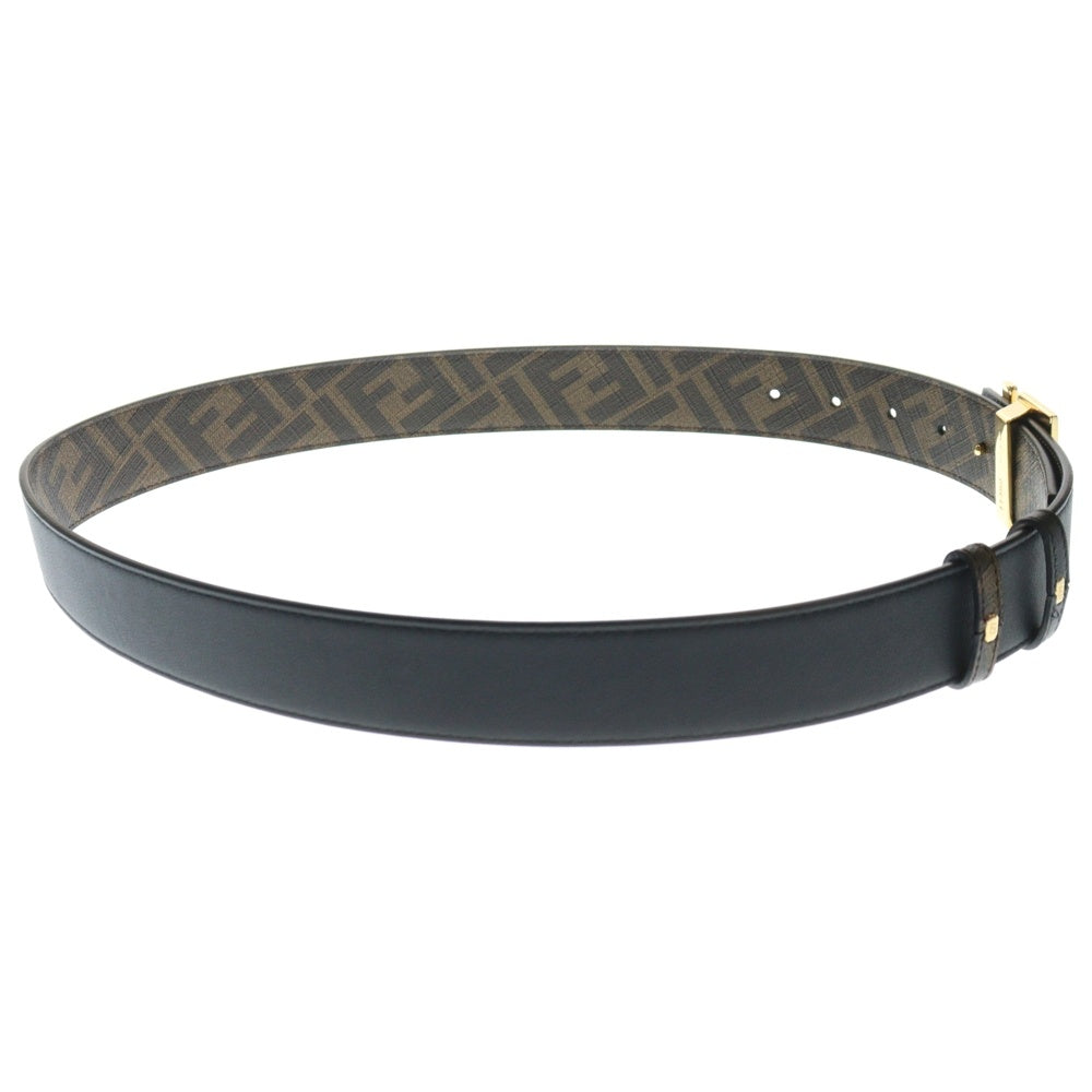 FENDI(フェンディ) ズッカ柄 レザー リバーシブル ベルト ブラウン/ブラック/ゴールド 7C0424