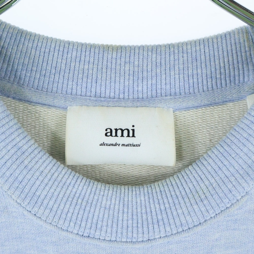 AMI Alexandre Mattiussi(アミアレクサンドルマテュッシ) RED AMI DE COEUR SSHIRT USW005.747 ハートロゴ クルーネックスウェットトレーナー ブルー