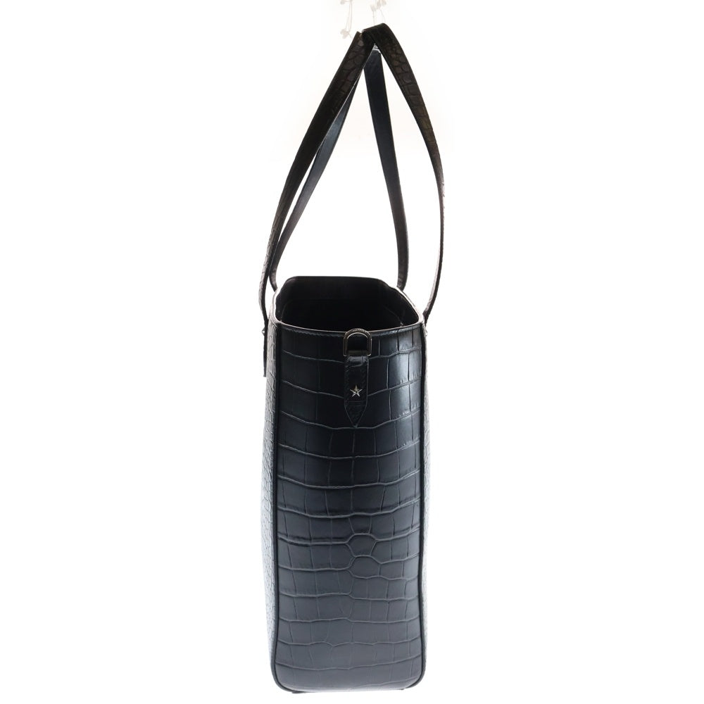 JIMMY CHOO(ジミーチュウ) DEELANCCL Tote Bag クロコ型押し トートバッグ スタースタッズ レザーバッグ ブラック
