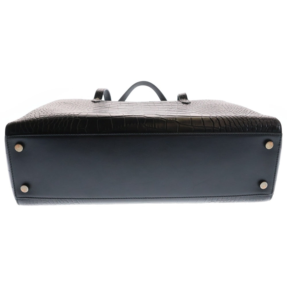 JIMMY CHOO(ジミーチュウ) DEELANCCL Tote Bag クロコ型押し トートバッグ スタースタッズ レザーバッグ ブラック