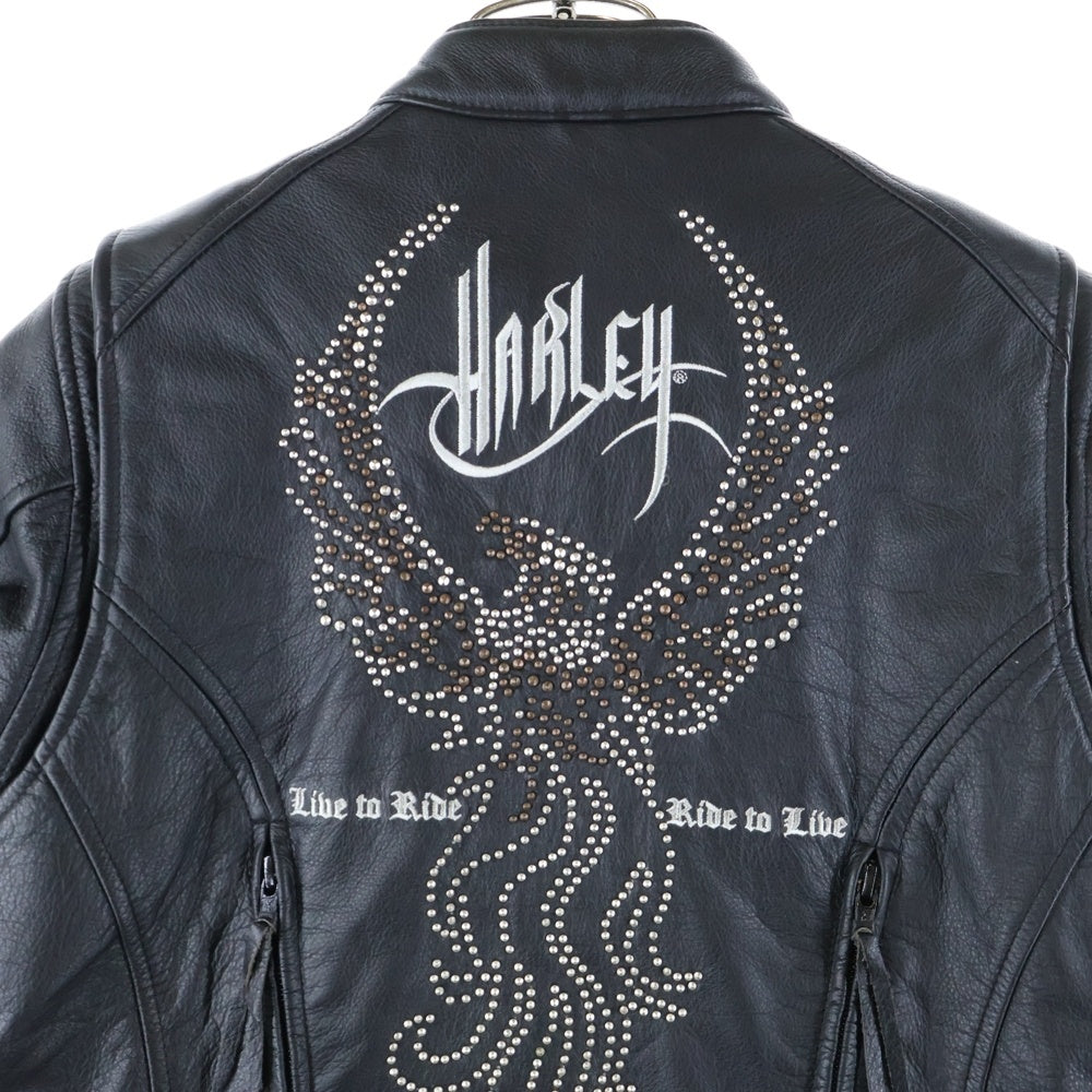 HARLEY DAVIDSON(ハーレーダビッドソン) Single Riders Jacket 97082‐12VW スタッズロゴ シングルライダースジャケット レザージャケット ブラック レディース