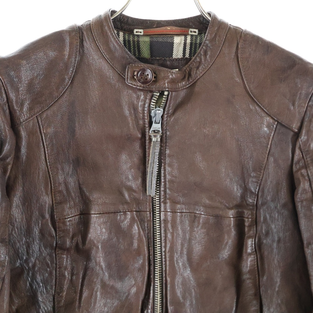 REPLAY(リプレイ) Cow Hide Leather Riders jacket 7916A.000.81106 牛革 シングルライダースジャケット レザージャケット ブラウン レディース
