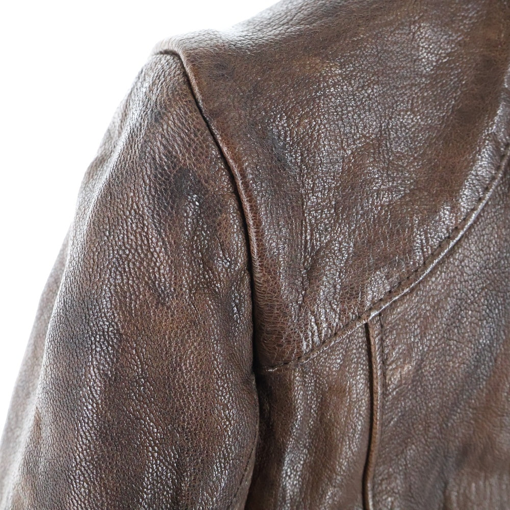 REPLAY(リプレイ) Cow Hide Leather Riders jacket 7916A.000.81106 牛革 シングルライダースジャケット レザージャケット ブラウン レディース