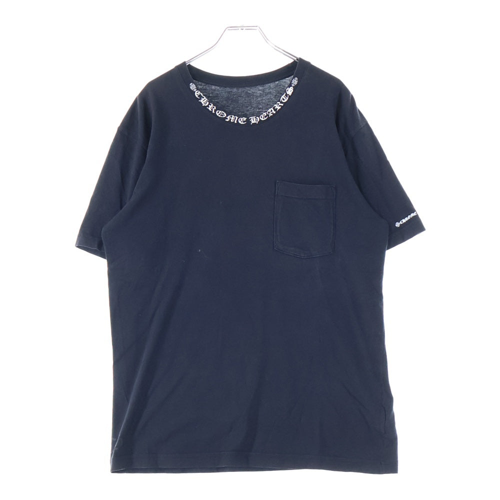 CHROME HEARTS(クロムハーツ) NECK LOGO TEE ネックロゴプリント半袖Tシャツ ブラック