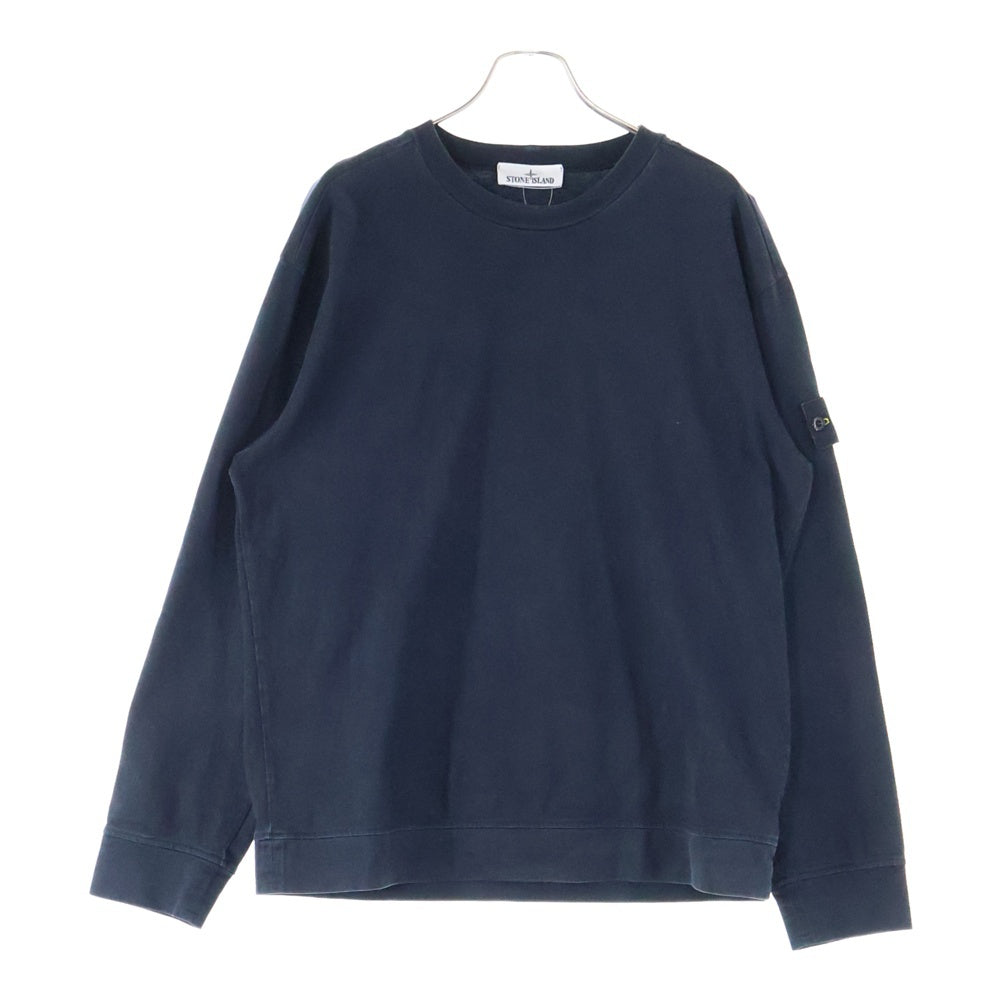 STONE ISLAND(ストーンアイランド) 23SS GARMENT DYED Logo Patch Sweatshirt 101563750 ガーメントダイ ロゴワッペン クルーネック長袖Tシャツカットソー ロングスリーブ ロンT ブラック