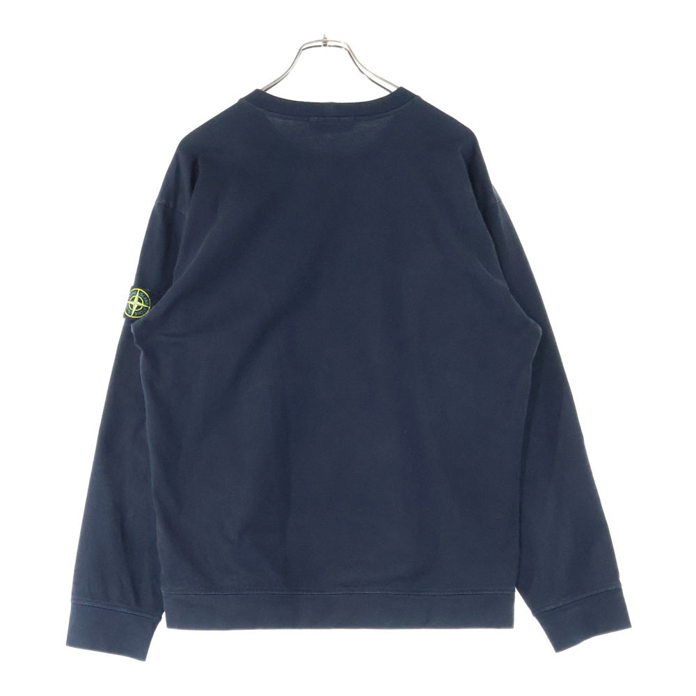 STONE ISLAND(ストーンアイランド) 23SS GARMENT DYED Logo Patch Sweatshirt 101563750 ガーメントダイ ロゴワッペン クルーネック長袖Tシャツカットソー ロングスリーブ ロンT ブラック