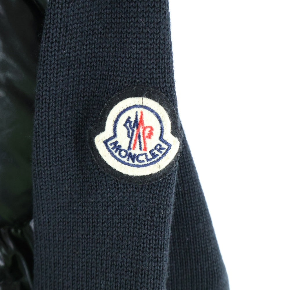 MONCLER(モンクレール) CARDIGAN TRICOT H20919B00024 M1121 ロゴワッペン ニット切替 ジップカーディガン フーディー ブラック