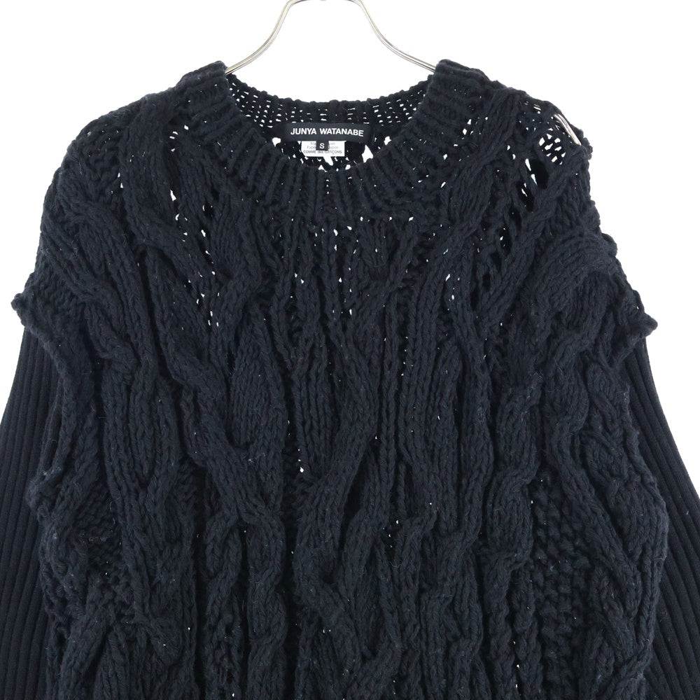 JUNYA WATANABE COMME des GARCONS(ジュンヤワタナベ コムデギャルソン) 23AW Crush Design Sweater JL-N022 クラッシュデザインニットセーター ブラック レディース