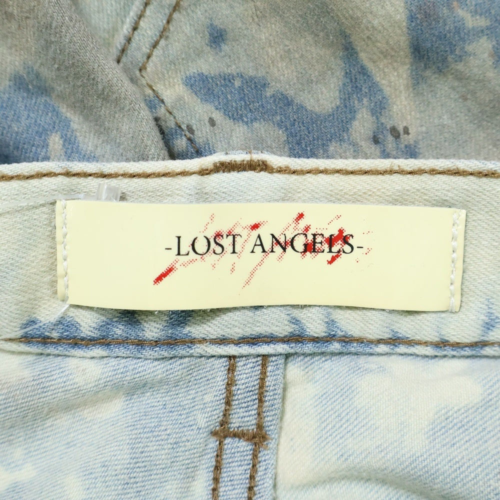 NO BRAND(ノーブランド) LOST ANGELS ロストエンジェルス JOSHUA DISTRESSED PAINT SLIM DENIM ジョシュア ディスターブド ダメージ加工 スキニー デニムパンツ インディゴ 20SSHLA-04