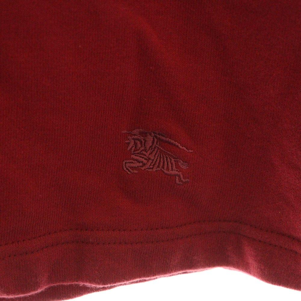 BURBERRY BLACK LABEL(バーバリー ブラックレーベル) ニットポケットデザイン フロントワンポイントロゴ刺繍 VネックロングスリーブTシャツカットソー ロンT レッド D1P02-501-14