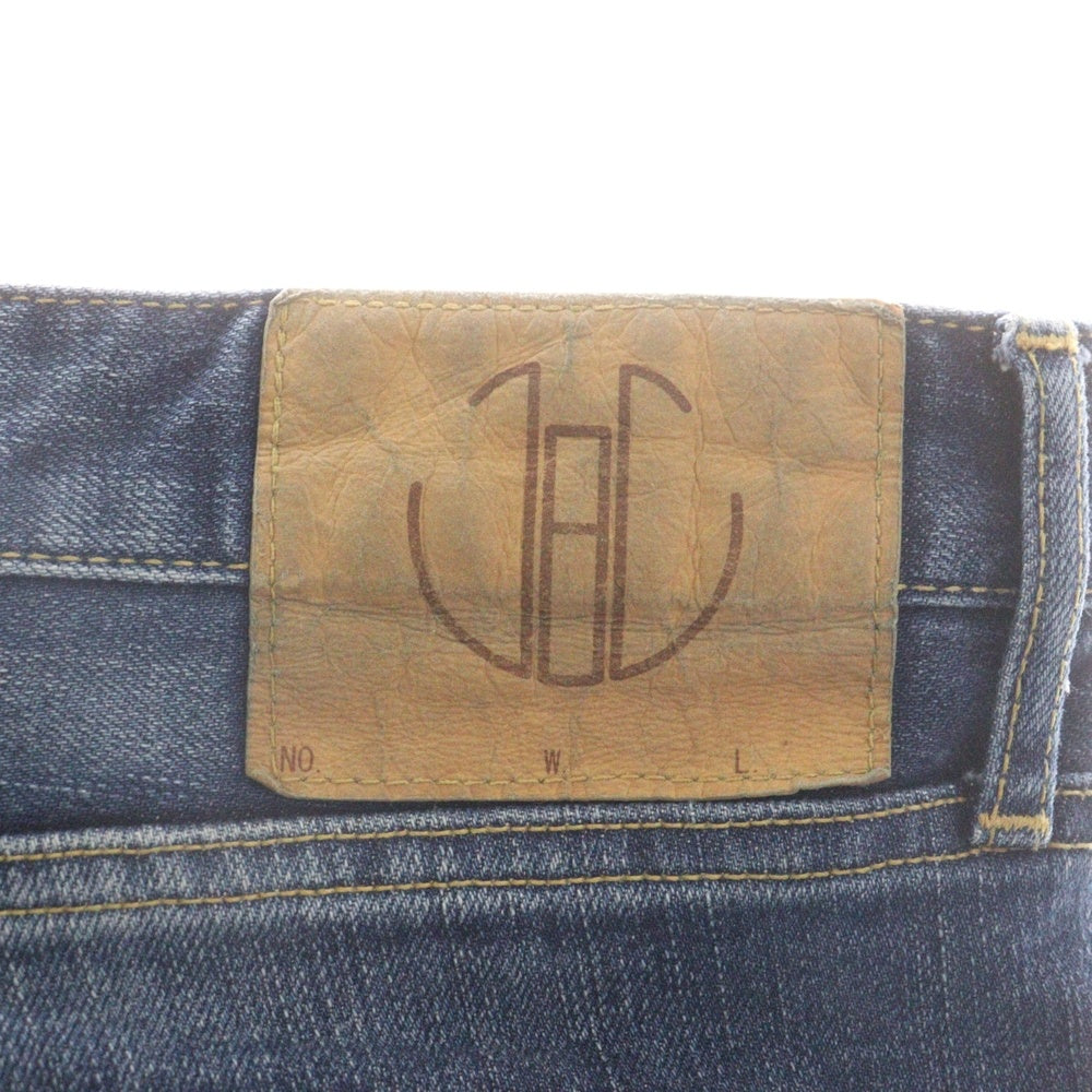 NO BRAND(ノーブランド) JAPAN BLUE JEANS (ジャパンブルージーンズ) ダメージ加工ストレートデニムパンツ ジーンズ インディゴ JB2301