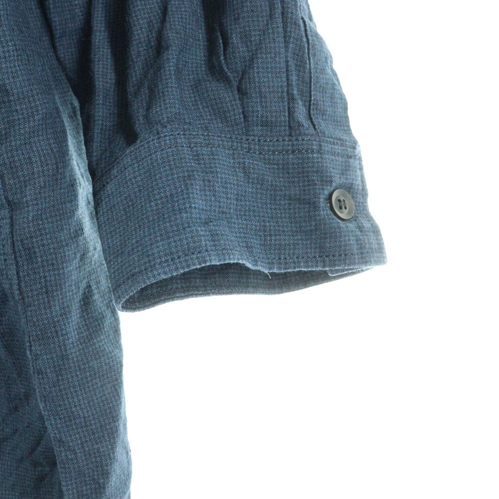 Yohji Yamamoto(ヨウジヤマモト) 23SS LOOK14 ペイント加工 リネン長袖シャツ HZ-B45-317 ネイビー