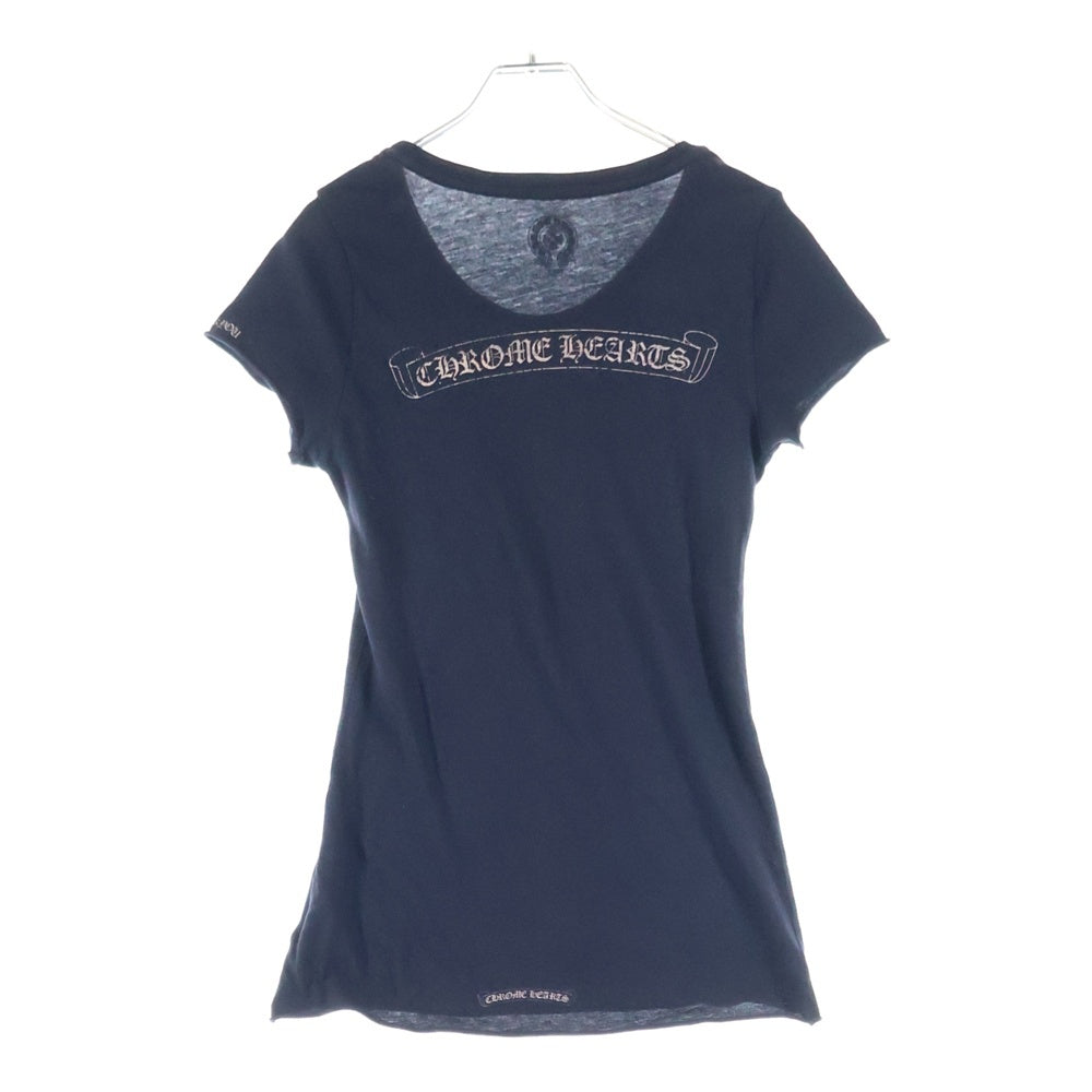 CHROME HEARTS(クロムハーツ) バックスクロールラベルプリントTシャツ 半袖カットソー ブラック レディース