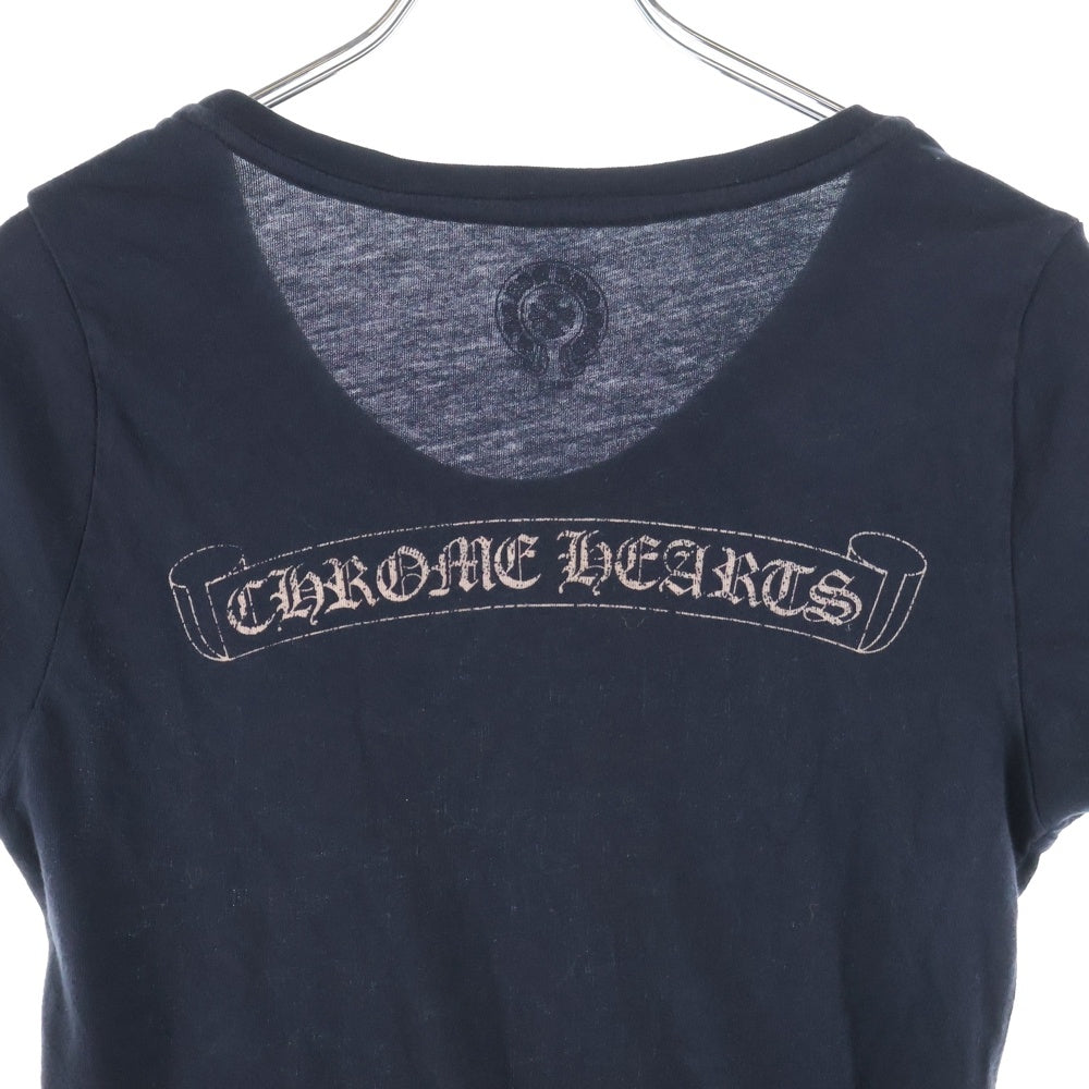 CHROME HEARTS(クロムハーツ) バックスクロールラベルプリントTシャツ 半袖カットソー ブラック レディース