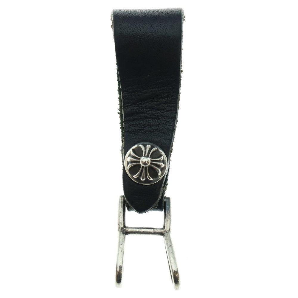 CHROME HEARTS(クロムハーツ) BELT LOOP クロスボールボタンレザーベルトループ シルバー/ブラック BCA397