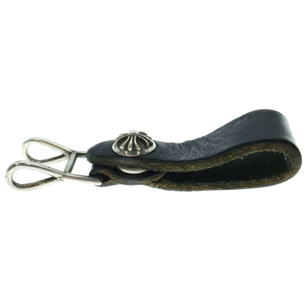 CHROME HEARTS(クロムハーツ) BELT LOOP クロスボールボタンレザーベルトループ シルバー/ブラック BCA397