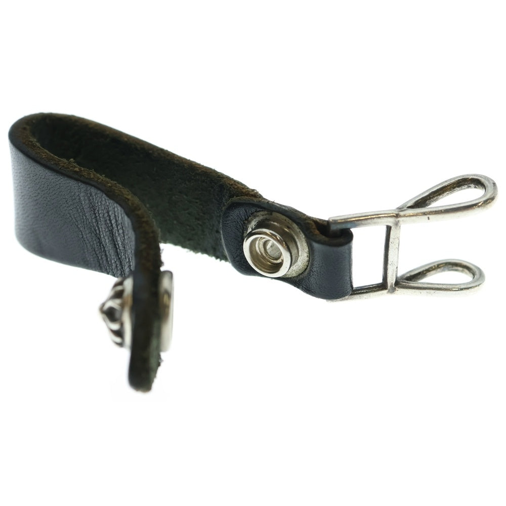 CHROME HEARTS(クロムハーツ) BELT LOOP クロスボールボタンレザーベルトループ シルバー/ブラック BCA397