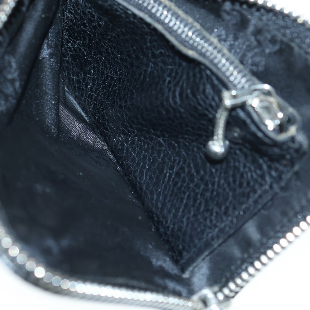 CHROME HEARTS(クロムハーツ) ONE TRILLION DLRS CEME ワン トリリオン ドルズ セメタリークロスパッチ付き ダガー ラウンド ジップ ヘビーレザー コインケース ブラック