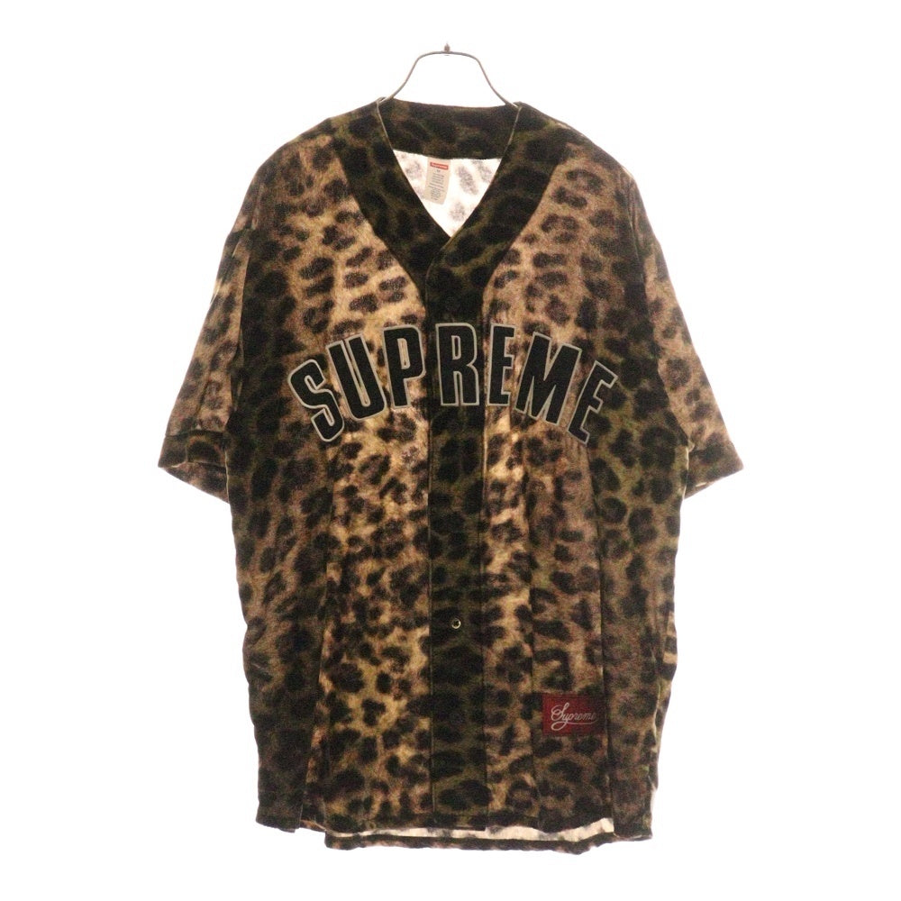 SUPREME(シュプリーム) 25SS Velvet Baseball Jersey Leopard ベルベットベースボールジャージー レオパード半袖シャツ マルチ