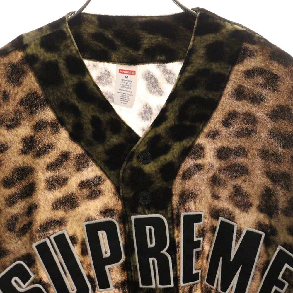 SUPREME(シュプリーム) 25SS Velvet Baseball Jersey Leopard ベルベットベースボールジャージー レオパード半袖シャツ マルチ