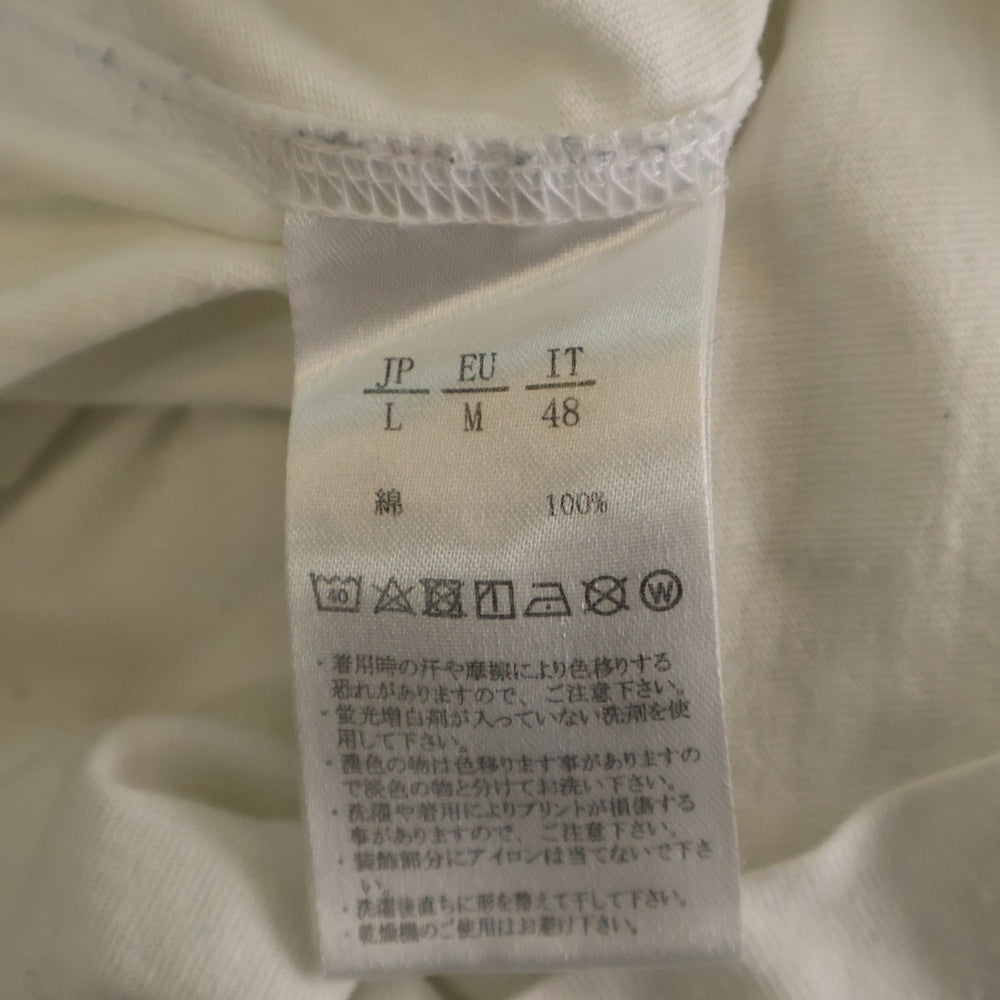 1 PIU 1 UGUALE 3(ウノピゥウノウグァーレトレ) ラインストーン ナンバリング クルーネック半袖Tシャツカットソー ホワイト レディース