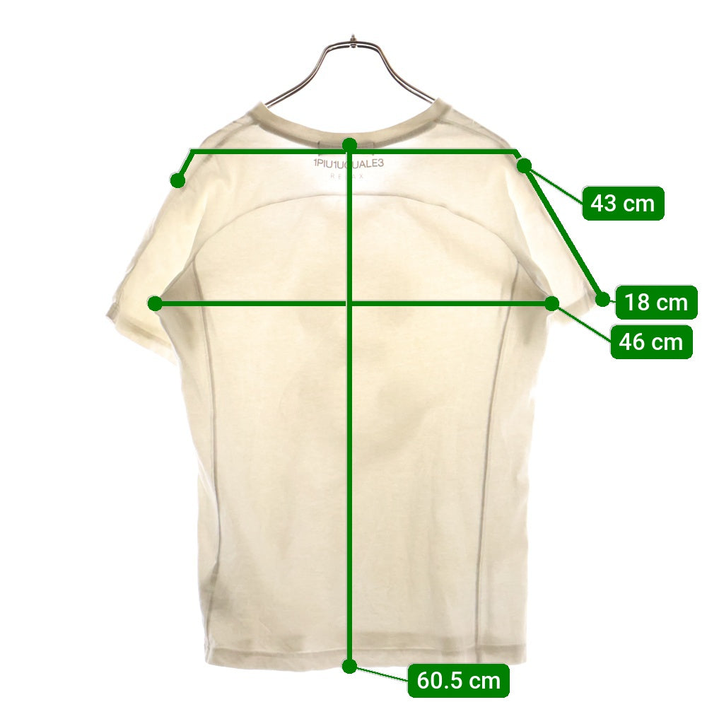 1 PIU 1 UGUALE 3(ウノピゥウノウグァーレトレ) ラインストーン ナンバリング クルーネック半袖Tシャツカットソー ホワイト レディース