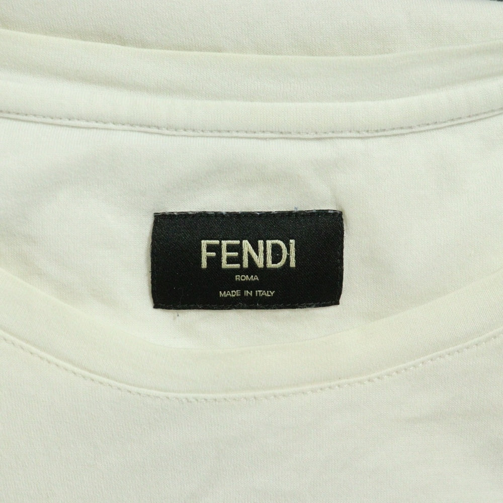 FENDI(フェンディ) フロント サークルロゴ クルーネック半袖Tシャツカットソー ホワイト レディース FY0894A4PP