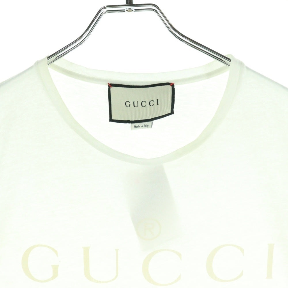 GUCCI(グッチ) 18SS Tonal Brand Logo Tee 441685 フロントロゴプリント クルーネック半袖Tシャツカットソー ホワイト