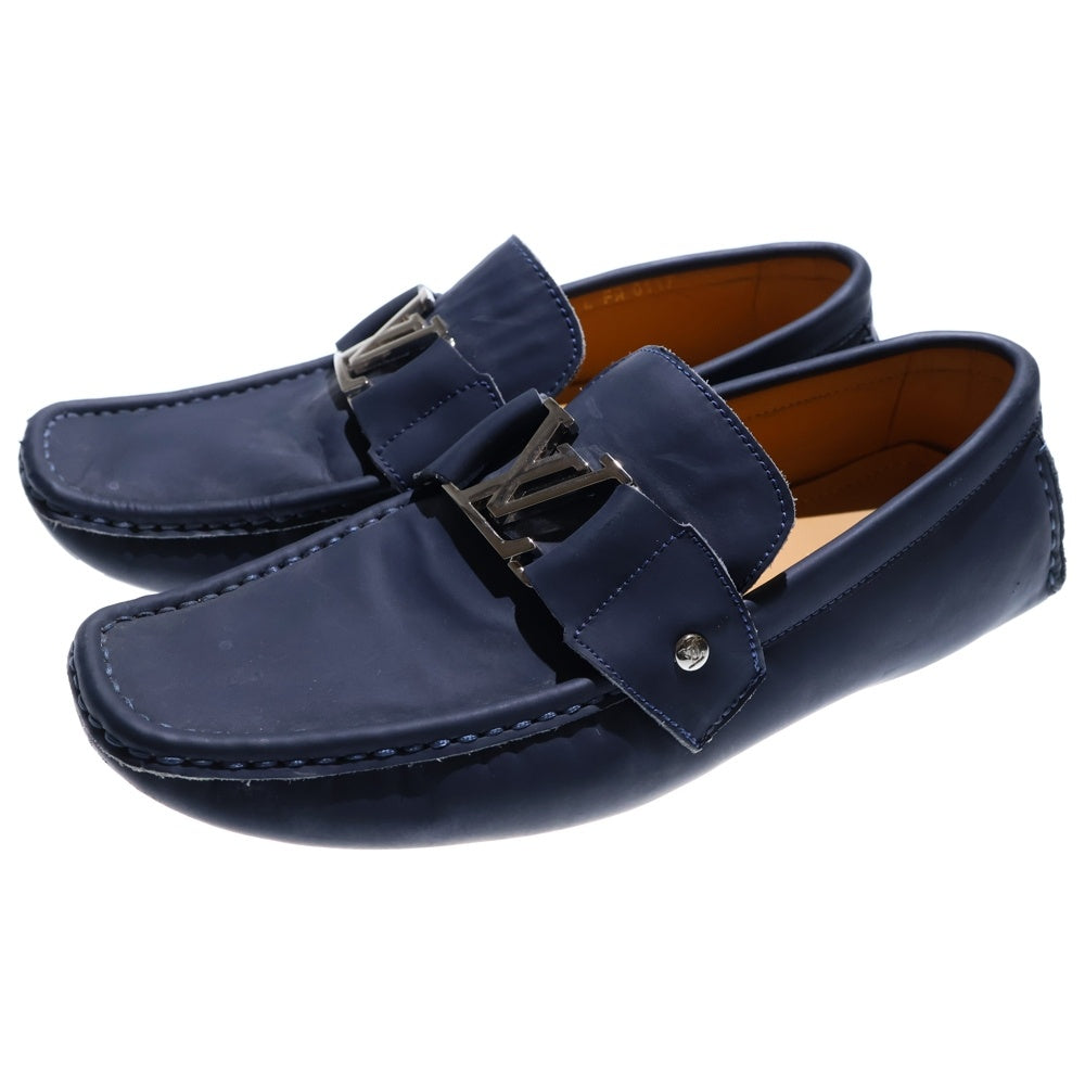 LOUIS VUITTON(ルイヴィトン) LVロゴバックル ローファー レザーシューズ ブルー