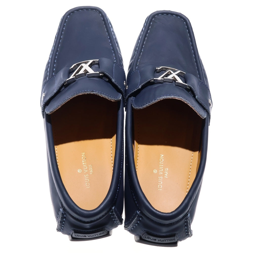 LOUIS VUITTON(ルイヴィトン) LVロゴバックル ローファー レザーシューズ ブルー
