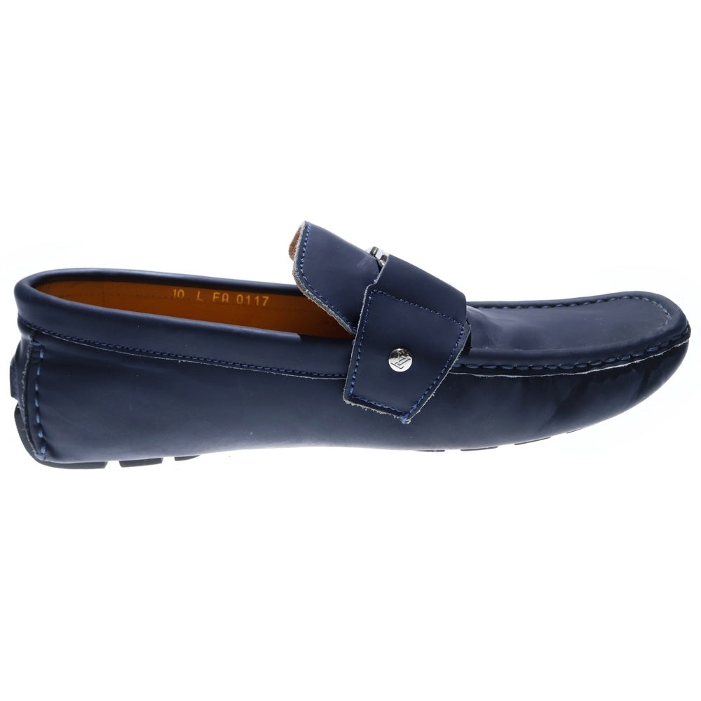 LOUIS VUITTON(ルイヴィトン) LVロゴバックル ローファー レザーシューズ ブルー