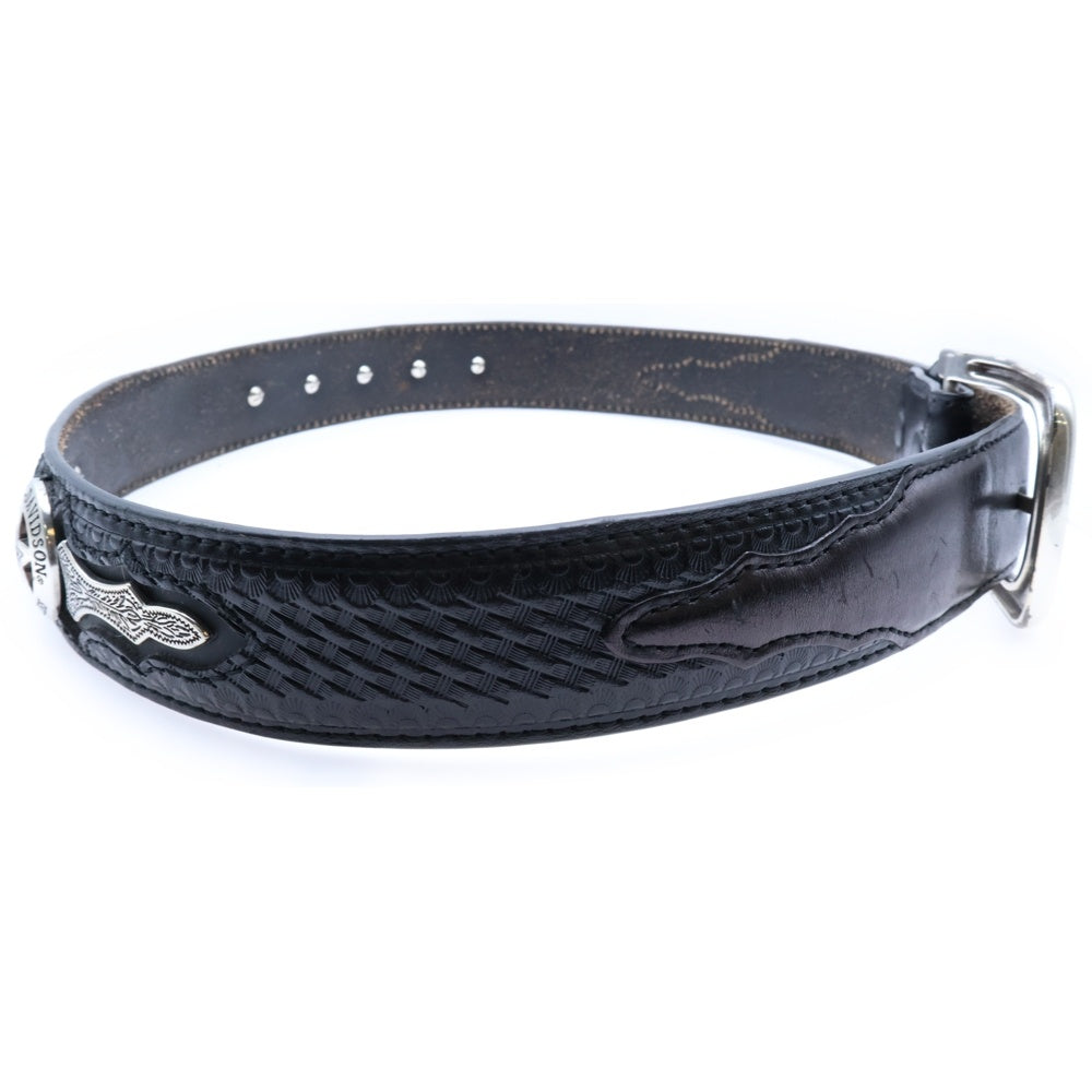 HARLEY DAVIDSON(ハーレーダビッドソン) デピュティ シルバーコンチョ レザーベルト ブラック/シルバー HDMBT100006